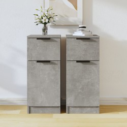 vidaXL Aparador 2 uds madera contrachapada gris hormigón 30x30x70 cm