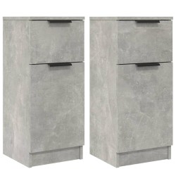 vidaXL Aparador 2 uds madera contrachapada gris hormigón 30x30x70 cm