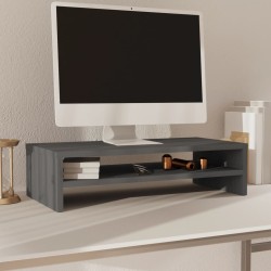 vidaXL Soporte de monitor madera maciza de pino gris 50x24x13 cm