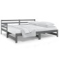 vidaXL Sofá cama extraíble madera maciza de pino gris 2x(90x190) cm