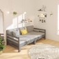 vidaXL Sofá cama extraíble madera maciza de pino gris 2x(90x190) cm