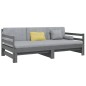 vidaXL Sofá cama extraíble madera maciza de pino gris 2x(90x190) cm