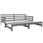 vidaXL Sofá cama extraíble madera maciza de pino gris 2x(90x190) cm