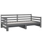 vidaXL Sofá cama extraíble madera maciza de pino gris 2x(90x190) cm
