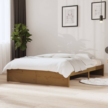 vidaXL Estructura de cama madera maciza marrón miel 140x200 cm
