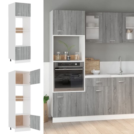 vidaXL Armario de microondas contrachapada gris Sonoma 60x57x207 cm