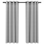 vidaXL Cortinas opacas con ojales look de lino 2 pzas gris 140x175 cm vidaXL Cortinas opacas con ojales look de lino 2 pzas gris 140x175 cm