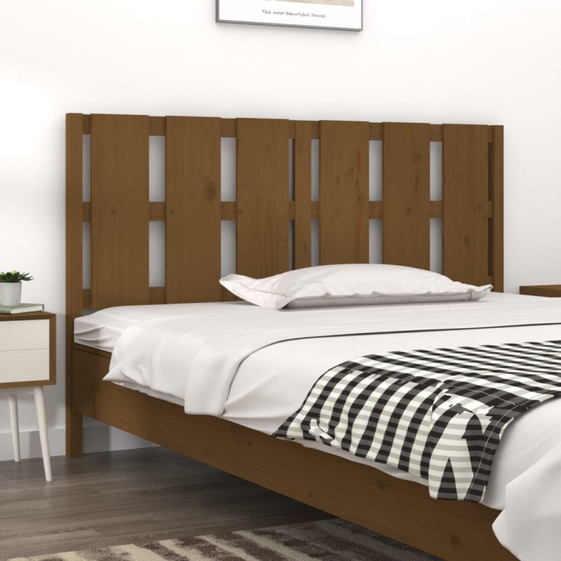 vidaXL Cabecero de cama madera maciza pino marrón miel 155,5x4x100 cm vidaXL Cabecero de cama madera maciza pino marrón miel 155,5x4x100 cm