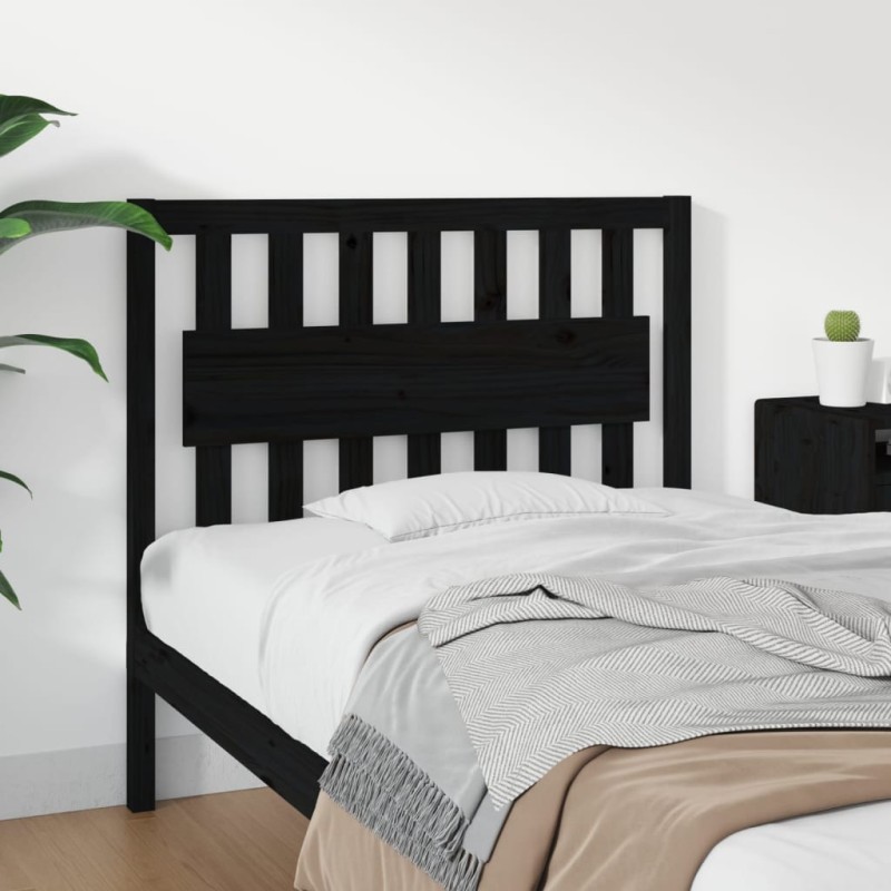vidaXL Cabecero de cama madera maciza de pino negro 105,5x4x100 cm vidaXL Cabecero de cama madera maciza de pino negro 105,5x4x100 cm