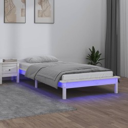 vidaXL Estructura de cama con LED madera maciza blanca 100x200 cm