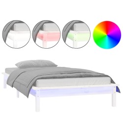 vidaXL Estructura de cama con LED madera maciza blanca 100x200 cm