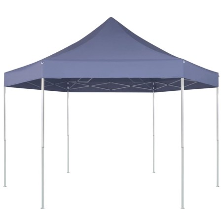 vidaXL Carpa hexagonal desplegable azul oscuro 3,6x3,1 m