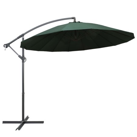 vidaXL Sombrilla colgante con palo de aluminio verde 3 m