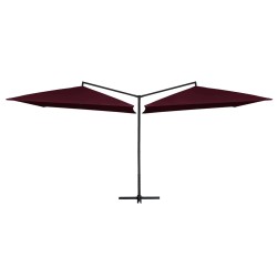 vidaXL Sombrilla doble con palo de acero rojo burdeos 250x250 cm 
