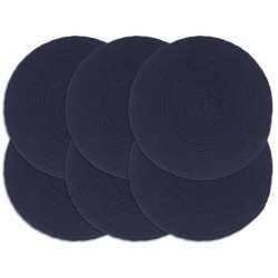 vidaXL Mantel individual redondo 6 uds algodón azul marino liso 38 cm 