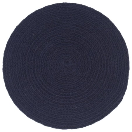 vidaXL Mantel individual redondo 6 uds algodón azul marino liso 38 cm 