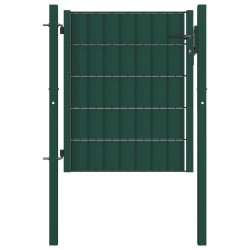vidaXL Puerta de valla de PVC y acero verde 100x81 cm  