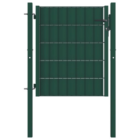 vidaXL Puerta de valla de PVC y acero verde 100x81 cm  
