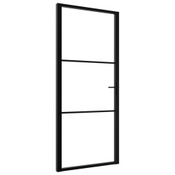 vidaXL Puerta interior vidrio ESG y aluminio negro 102,5x201,5 cm