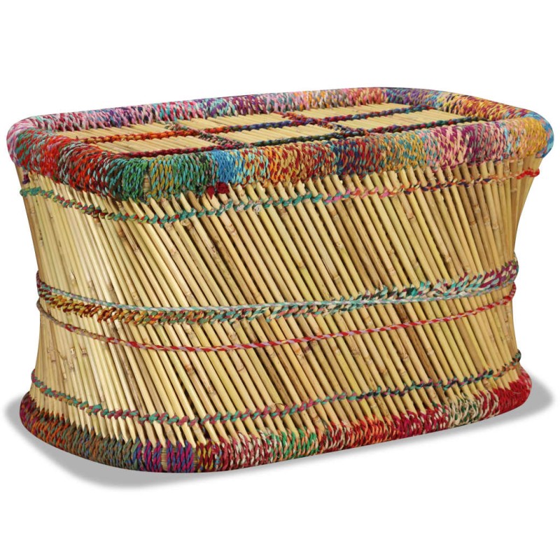 vidaXL Mesa de centro de bambú con detalles chindi multicolor vidaXL Mesa de centro de bambú con detalles chindi multicolor