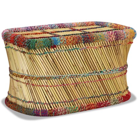 vidaXL Mesa de centro de bambú con detalles chindi multicolor