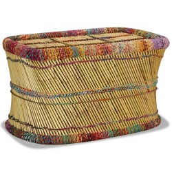 vidaXL Mesa de centro de bambú con detalles chindi multicolor
