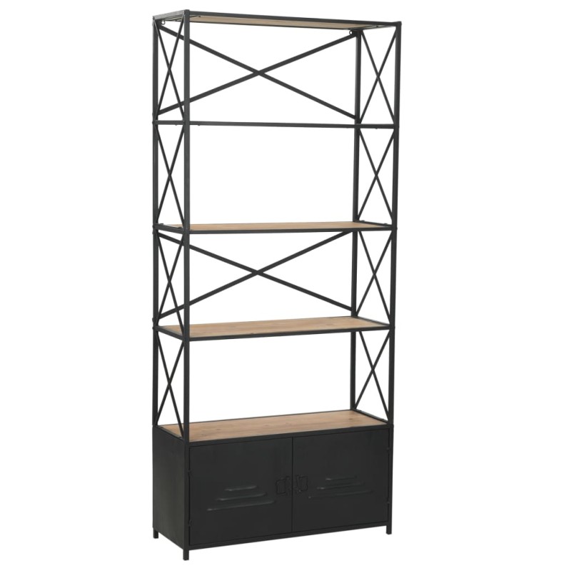 vidaXL Estantería de madera maciza de abeto y acero 80x32,5x180 cm vidaXL Estantería de madera maciza de abeto y acero 80x32,5x180 cm
