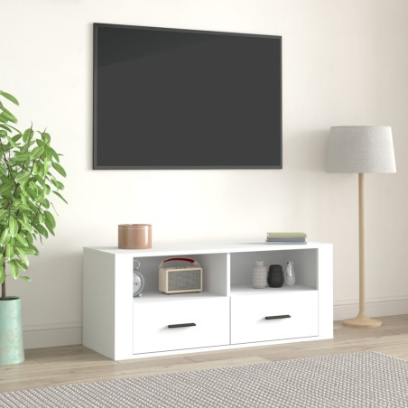 vidaXL Mueble para TV madera contrachapada blanco 100x35x40 cm