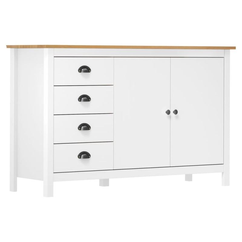 vidaXL Mesita de noche Hill madera maciza de pino blanco 130x40x80 cm