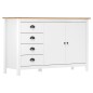 vidaXL Mesita de noche Hill madera maciza de pino blanco 130x40x80 cm