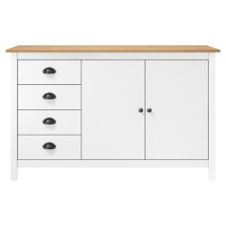 vidaXL Mesita de noche Hill madera maciza de pino blanco 130x40x80 cm