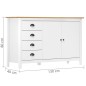 vidaXL Mesita de noche Hill madera maciza de pino blanco 130x40x80 cm
