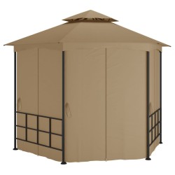 vidaXL Cenador con paredes laterales gris taupe 3,1x2,7 m