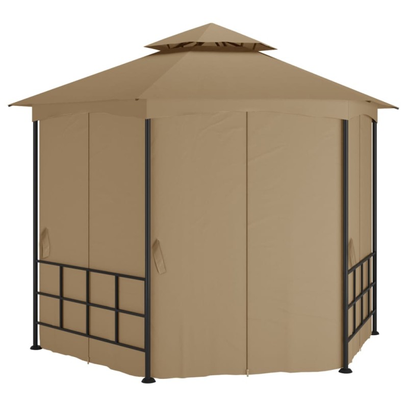 vidaXL Cenador con paredes laterales gris taupe 3,1x2,7 m