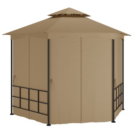 vidaXL Cenador con paredes laterales gris taupe 3,1x2,7 m