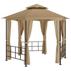 vidaXL Cenador con paredes laterales gris taupe 3,1x2,7 m