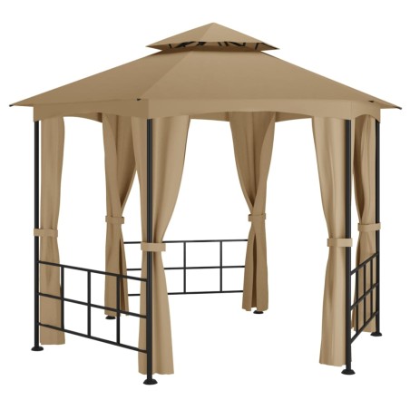 vidaXL Cenador con paredes laterales gris taupe 3,1x2,7 m