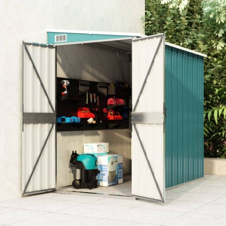 vidaXL Cobertizo de jardín pared acero galvanizado verde 118x194x178cm