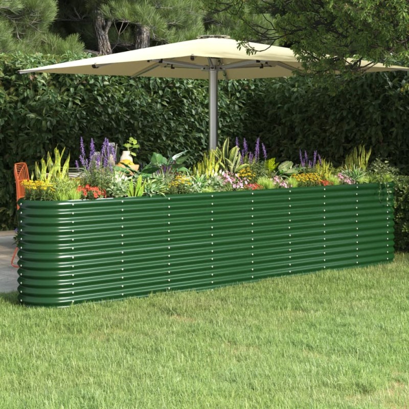 vidaXL Jardinera arriate acero recubrimiento polvo verde 332x40x68 cm vidaXL Jardinera arriate acero recubrimiento polvo verde 332x40x68 cm