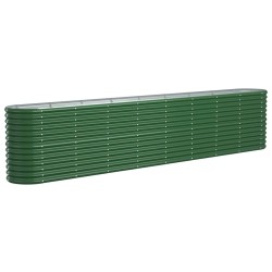 vidaXL Jardinera arriate acero recubrimiento polvo verde 332x40x68 cm