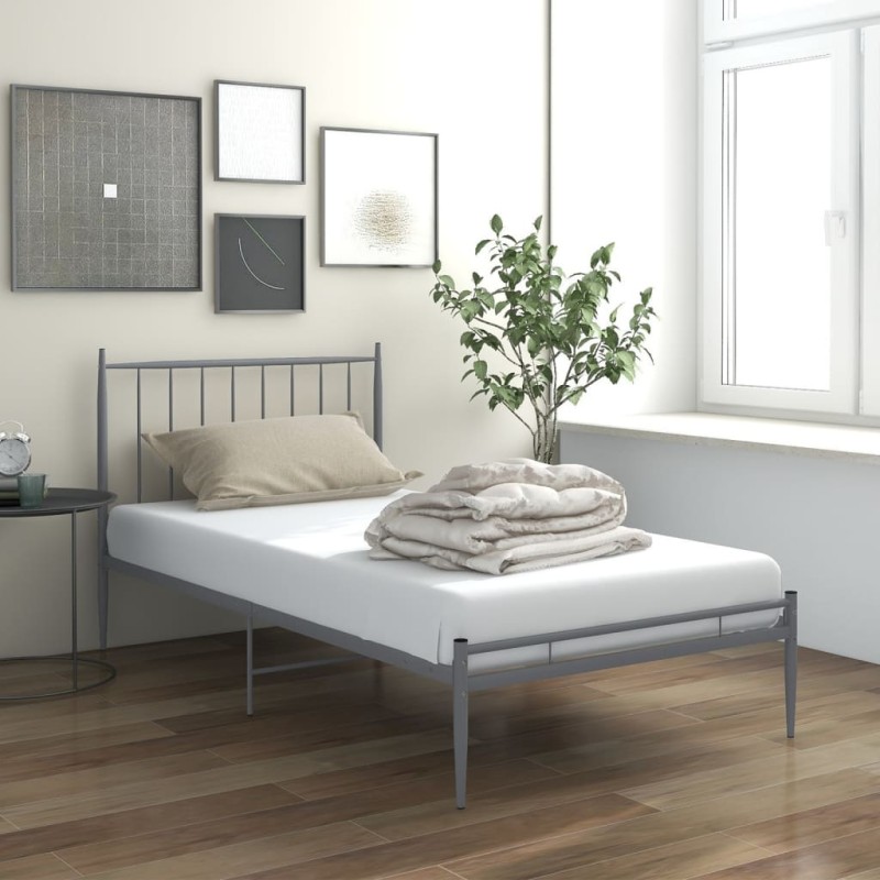 vidaXL Estructura de cama de metal gris 100x200 cm vidaXL Estructura de cama de metal gris 100x200 cm