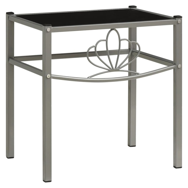 vidaXL Mesita de noche metal y vidrio gris y negro 42,5x33x44,5 cm vidaXL Mesita de noche metal y vidrio gris y negro 42,5x33x44,5 cm