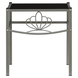vidaXL Mesita de noche metal y vidrio gris y negro 42,5x33x44,5 cm