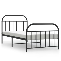vidaXL Estructura de cama con cabecero y estribo metal negro 100x200cm