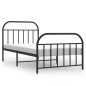vidaXL Estructura de cama con cabecero y estribo metal negro 100x200cm vidaXL Estructura de cama con cabecero y estribo metal negro 100x200cm