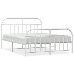 vidaXL Estructura cama metal con cabecero y estribo blanco 150x200 cm