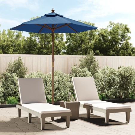 vidaXL Sombrilla de jardín con poste de madera azul celeste 196x231 cm