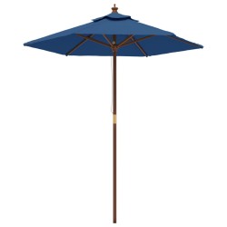 vidaXL Sombrilla de jardín con poste de madera azul celeste 196x231 cm