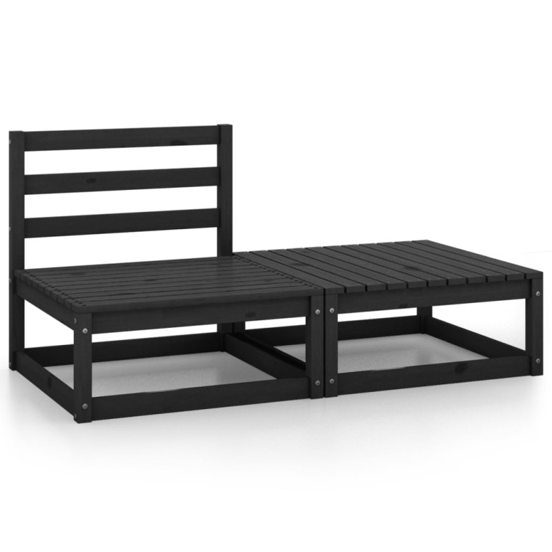 vidaXL Juego de muebles de jardín 2 piezas negro madera maciza de pino vidaXL Juego de muebles de jardín 2 piezas negro madera maciza de pino