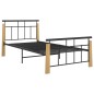 vidaXL Estructura de cama metal y madera maciza de roble 90x200 cm vidaXL Estructura de cama metal y madera maciza de roble 90x200 cm